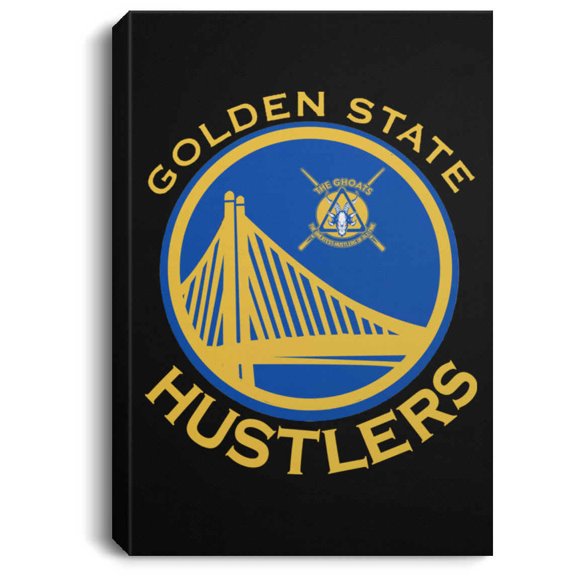 The GHOATS Custom Design. #12 GOLDEN STATE HUSTLERS. Portrait Canvas .75in Frame