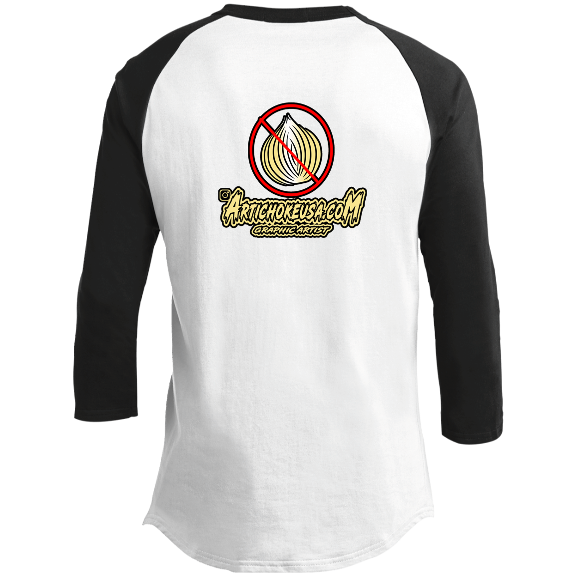 ArtichokeUSA Custom Design. Fuck Onions. Youth 3/4 Raglan Sleeve Shirt