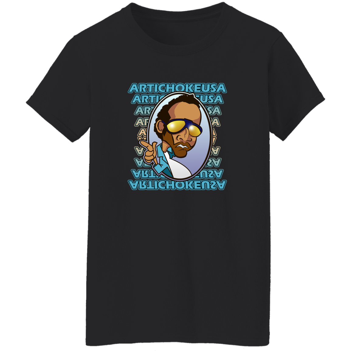 ArtichokeUSA Character and Font design. Let's Create Your Own Team Design Today. My first client Charles. Ladies' 5.3 oz. T-Shirt