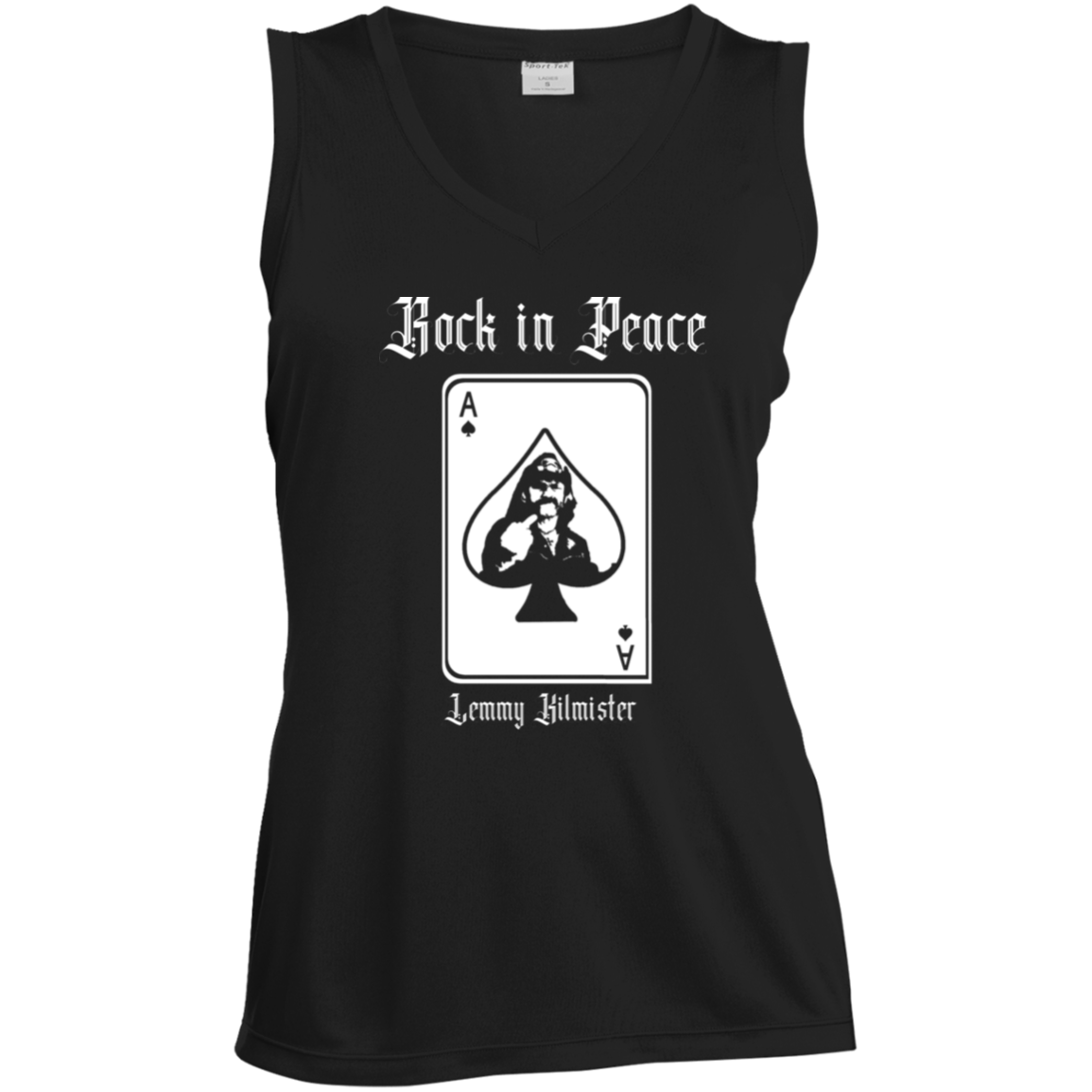 ArtichokeUSA Custom Design. Lemmy Kilmister "Ace of Spades" Tribute Fan Art Version 2 of 2. Ladies' Sleeveless V-Neck