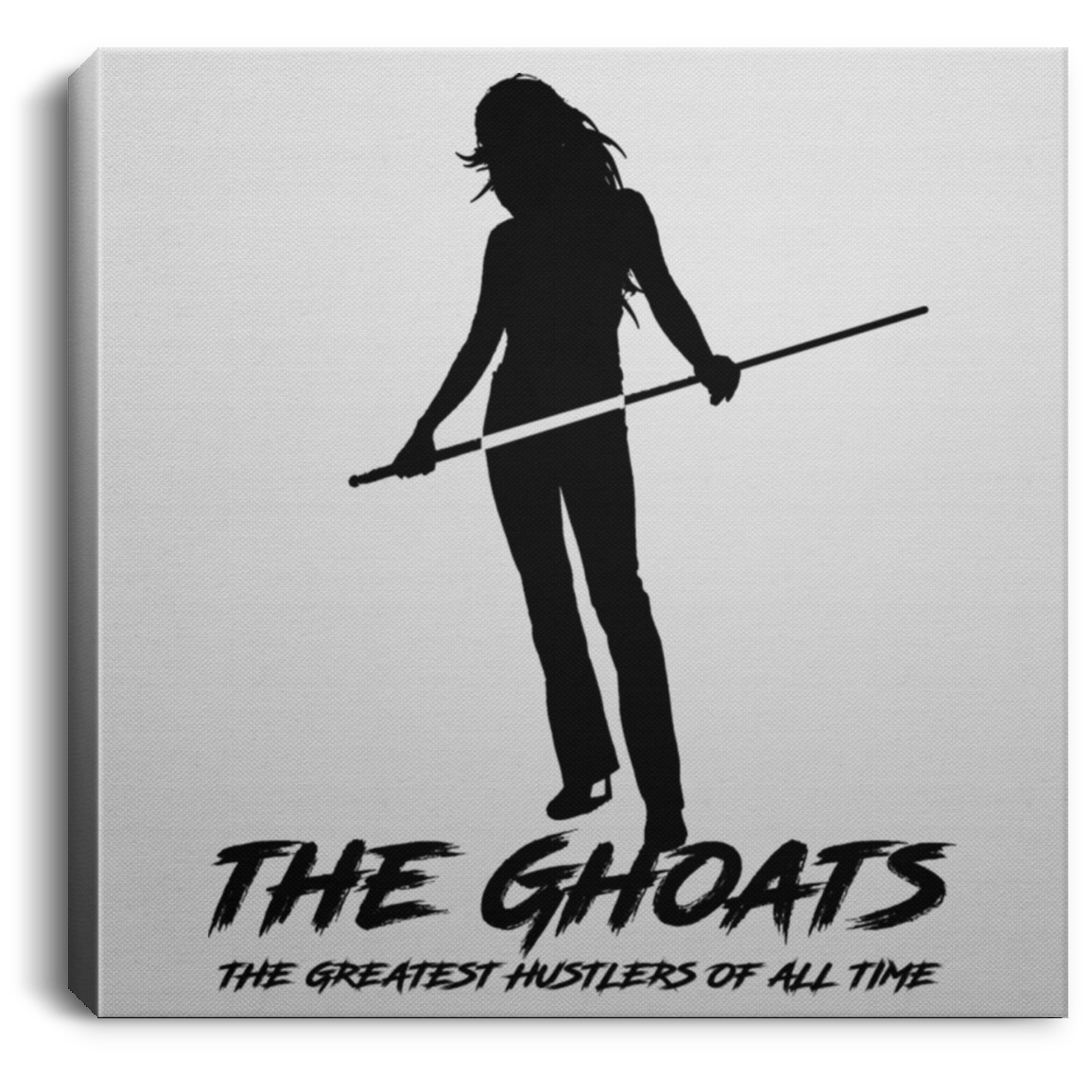 The GHOATS custom design #36. Shark Sighted. Female Pool Shark. Shoot At Your Own Risk. Pool / Billiards. Square Canvas .75in Frame