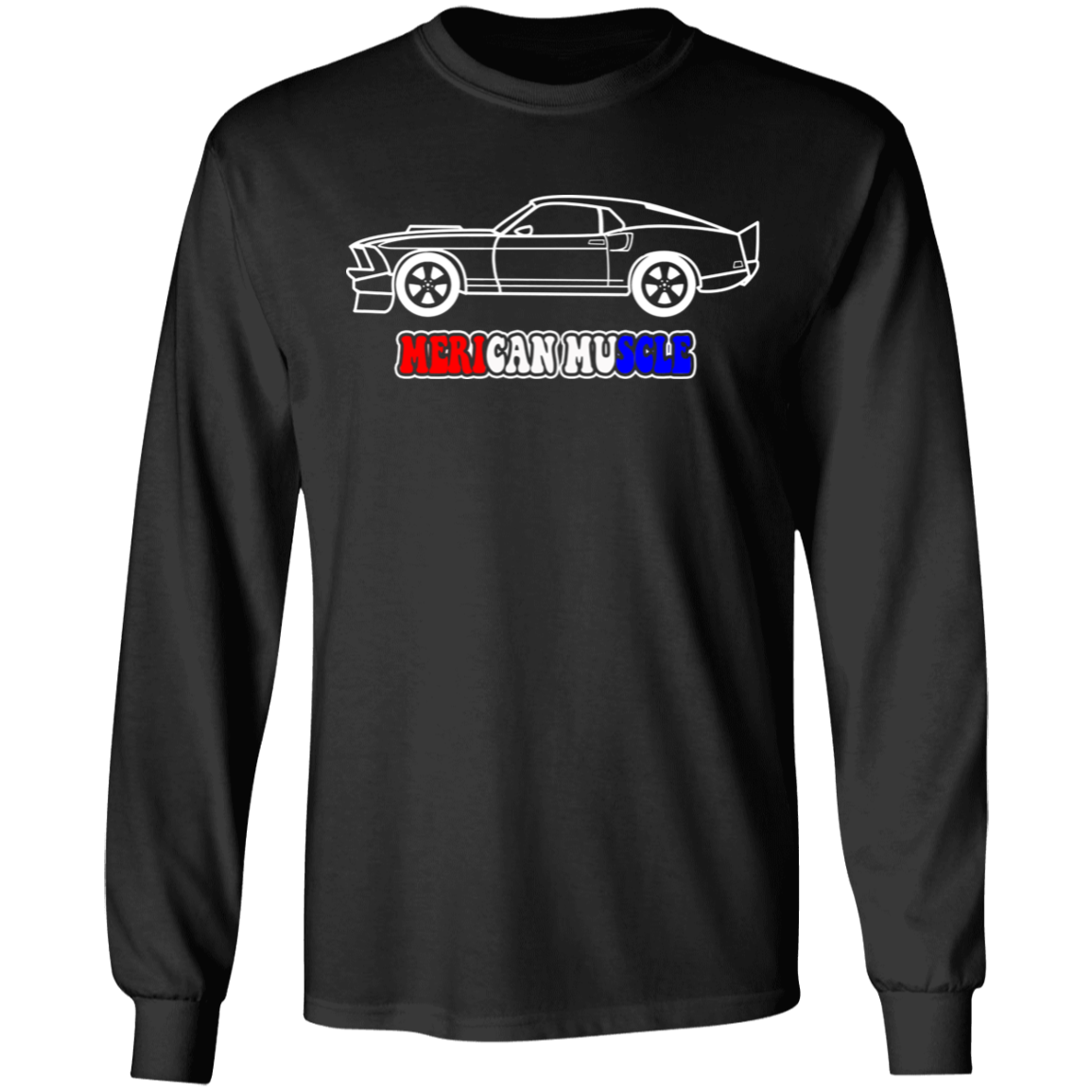 ArtichokeUSA Custom Design. Merican Muscle. Wu-Tang / Mustang Parody. 100% Cotton Long Sleeve T-Shirt