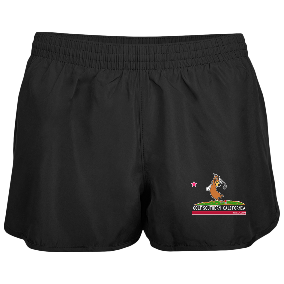 Custom Design #15. Golf Southern California with Yogi Fan Art. Ladies' Wayfarer Running Shorts