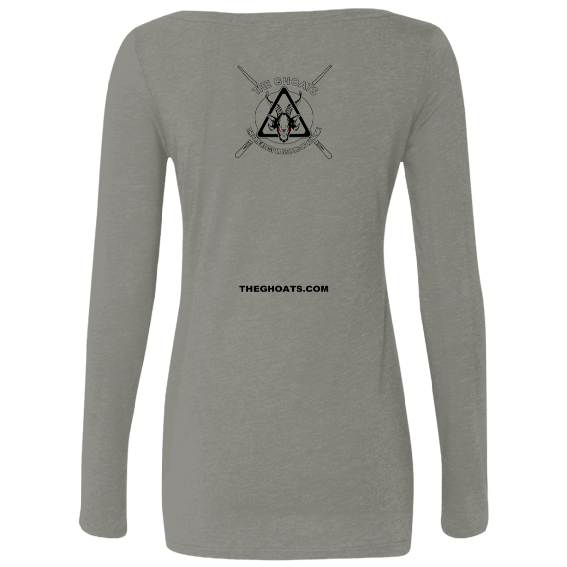 The GHOATS Custom Design #17. Inches From Greatness. Ladies' Triblend LS Scoop