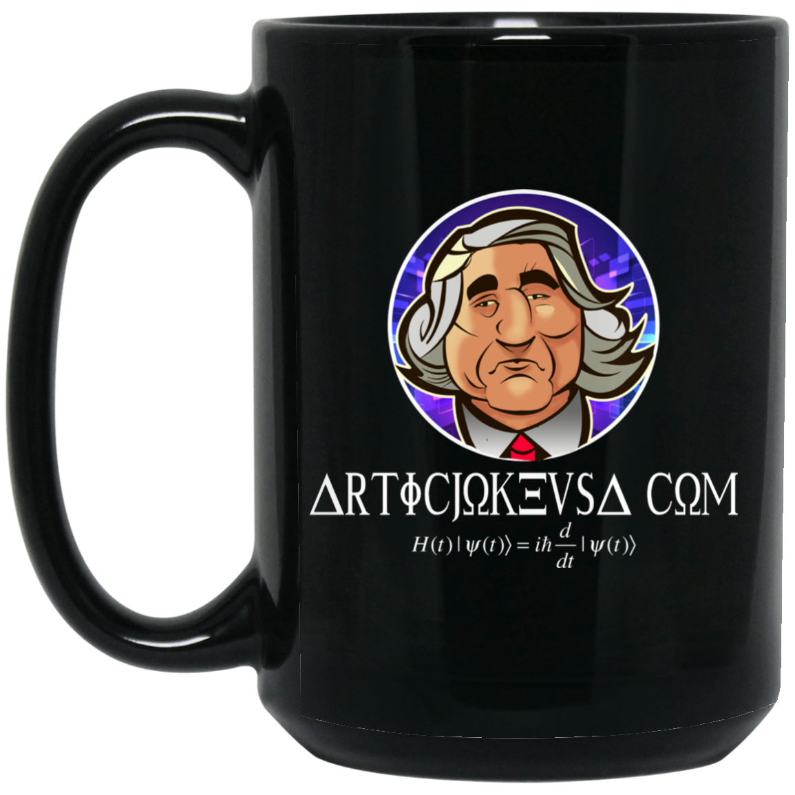 ArtichokeUSA Custom Design. Michio Kaku Fan Art. 15 oz. Black Mug