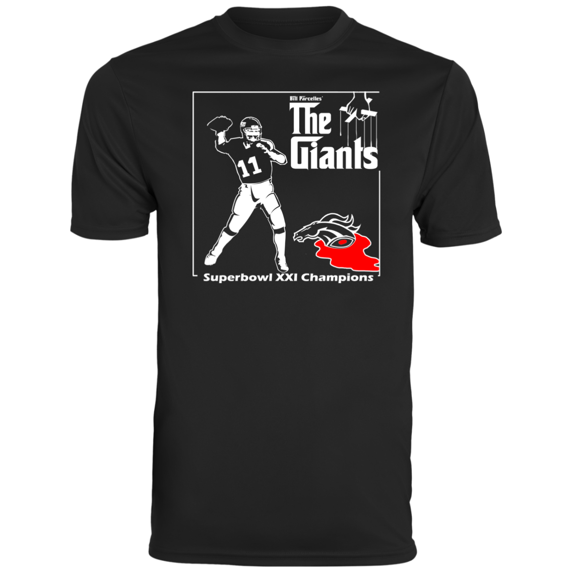 ArtichokeUSA Custom Design. Godfather Simms. NY Giants Superbowl XXI Champions. Men's Moisture-Wicking Tee