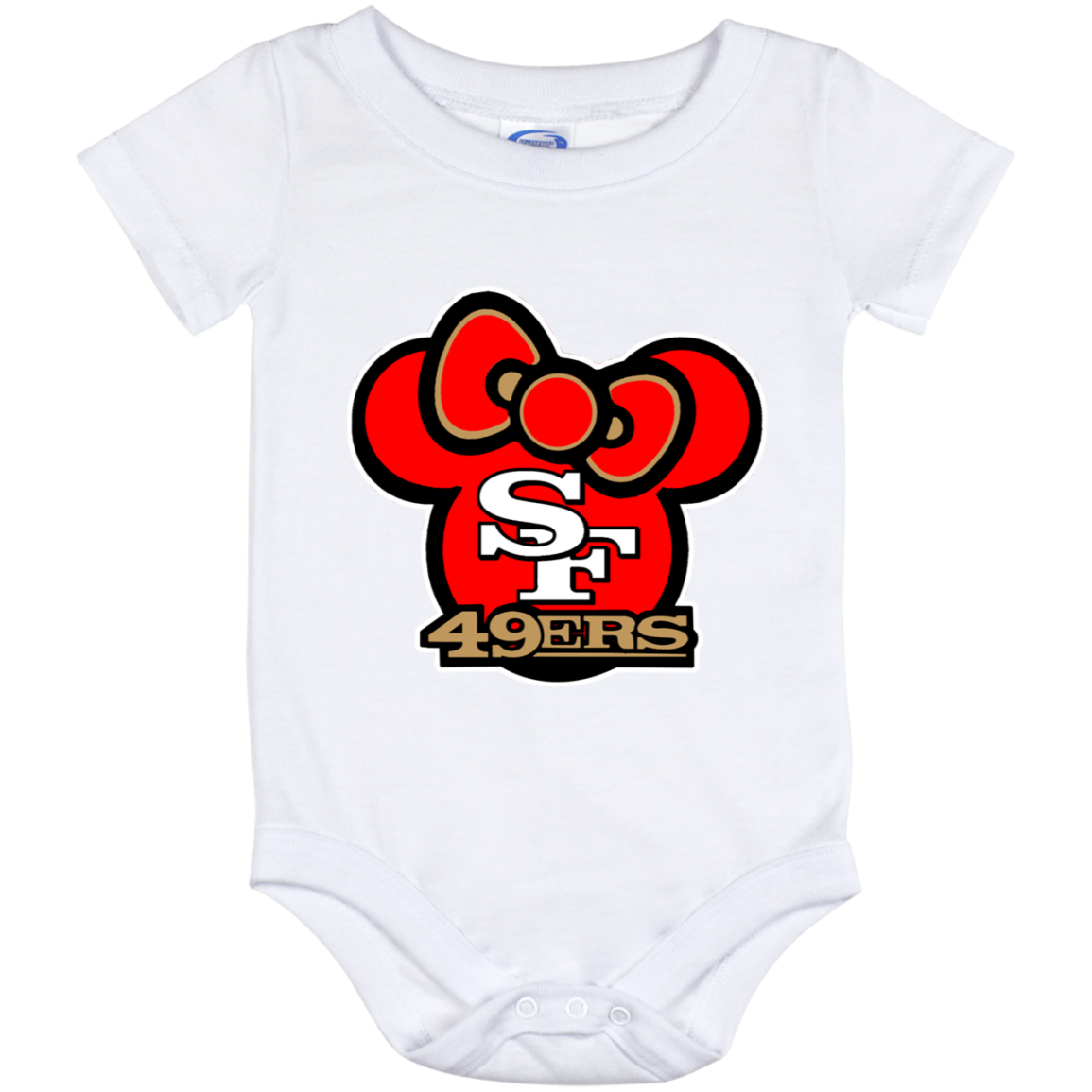 ArtichokeUSA Custom Design #51. Hello 49ers. SF 49ers/Hello Kitty Parody. TV Sports. Baby Onesie 12 Month