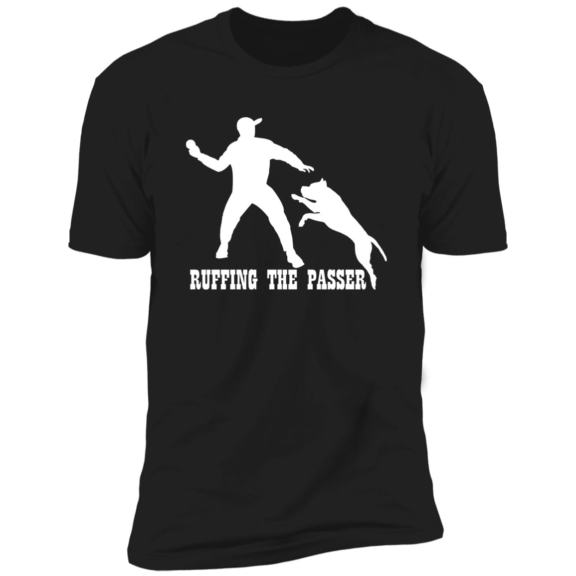 ArtichokeUSA Custom Design. Ruffing the Passer. Pitbull Edition. Male Version. Men's Premium Short Sleeve T-Shirt