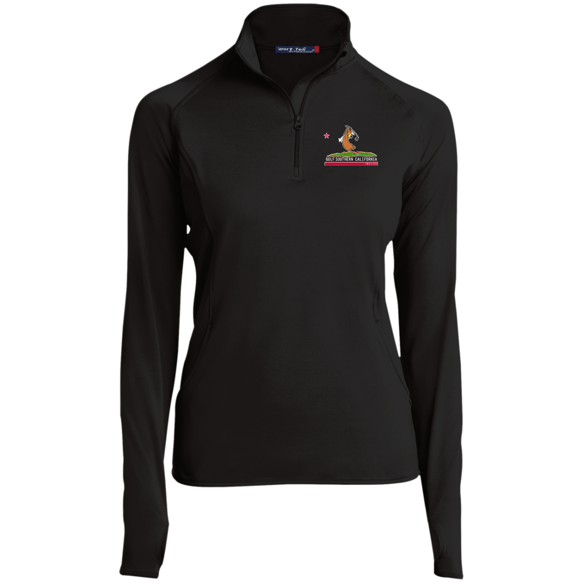 Custom Design #15. Golf Southern California with Yogi Fan Art. Ladies' 1/2 Zip Performance Pullover