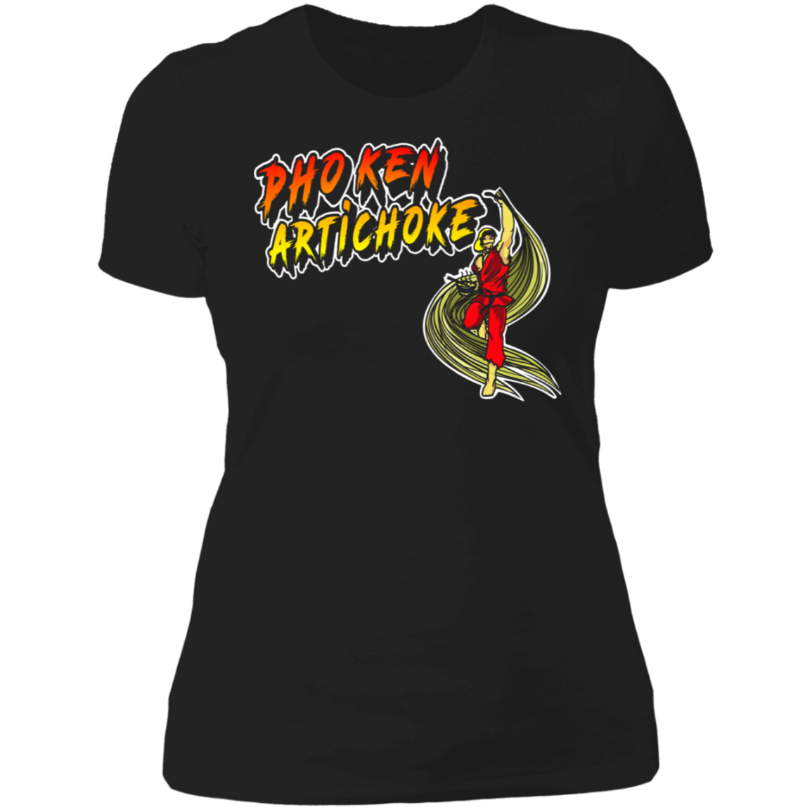 ArtichokeUSA Custom Design. Pho Ken Artichoke. Street Fighter Parody. Gaming. Ladies' Boyfriend T-Shirt