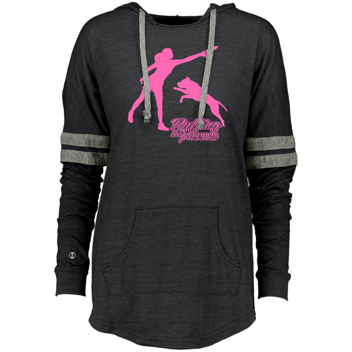 ArtichokeUSA Custom Design. Ruffing the Passer. Pitbull Edition. Female Version. Ladies Hooded Low Key Pullover
