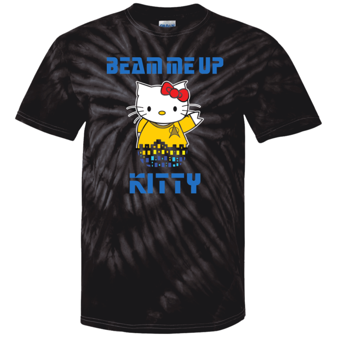 ArtichokeUSA Custom Design. Beam Me Up Kitty. Fan Art / Parody. 100% Cotton Tie Dye T-Shirt