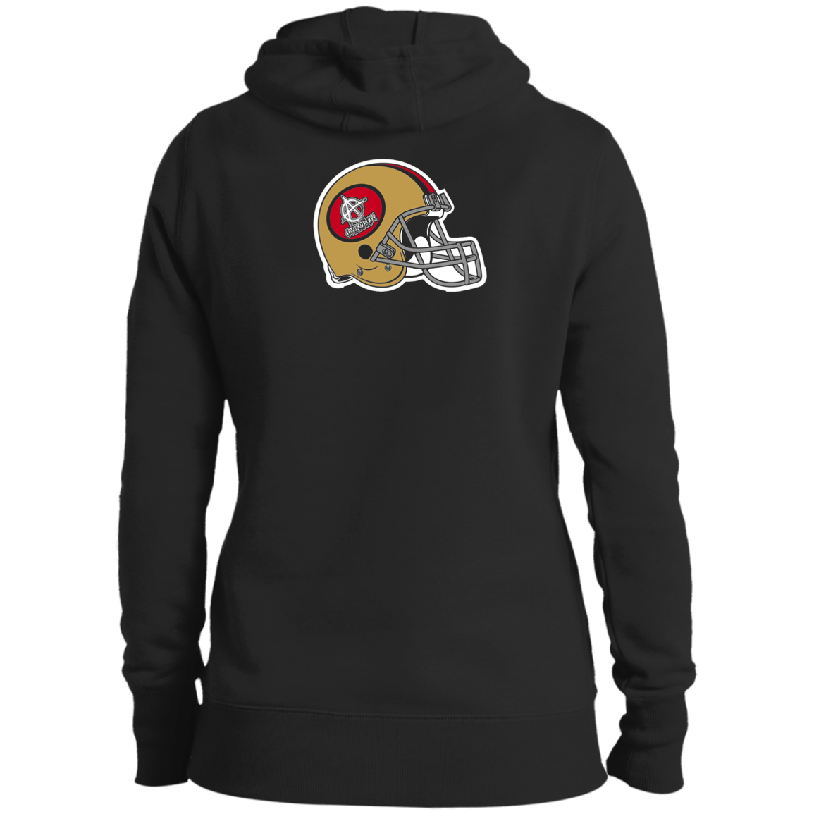 ArtichokeUSA Custom Design #50. 9ers Love. SF 49ers Fan Art. Let's Make Your Own Custom Team Shirt. Ladies' Soft Style Hoodie