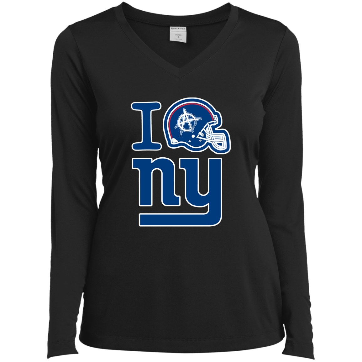 ArtichokeUSA Custom Design. I Helmet NY. Fan Art. Ladies’ Long Sleeve Performance V-Neck Tee