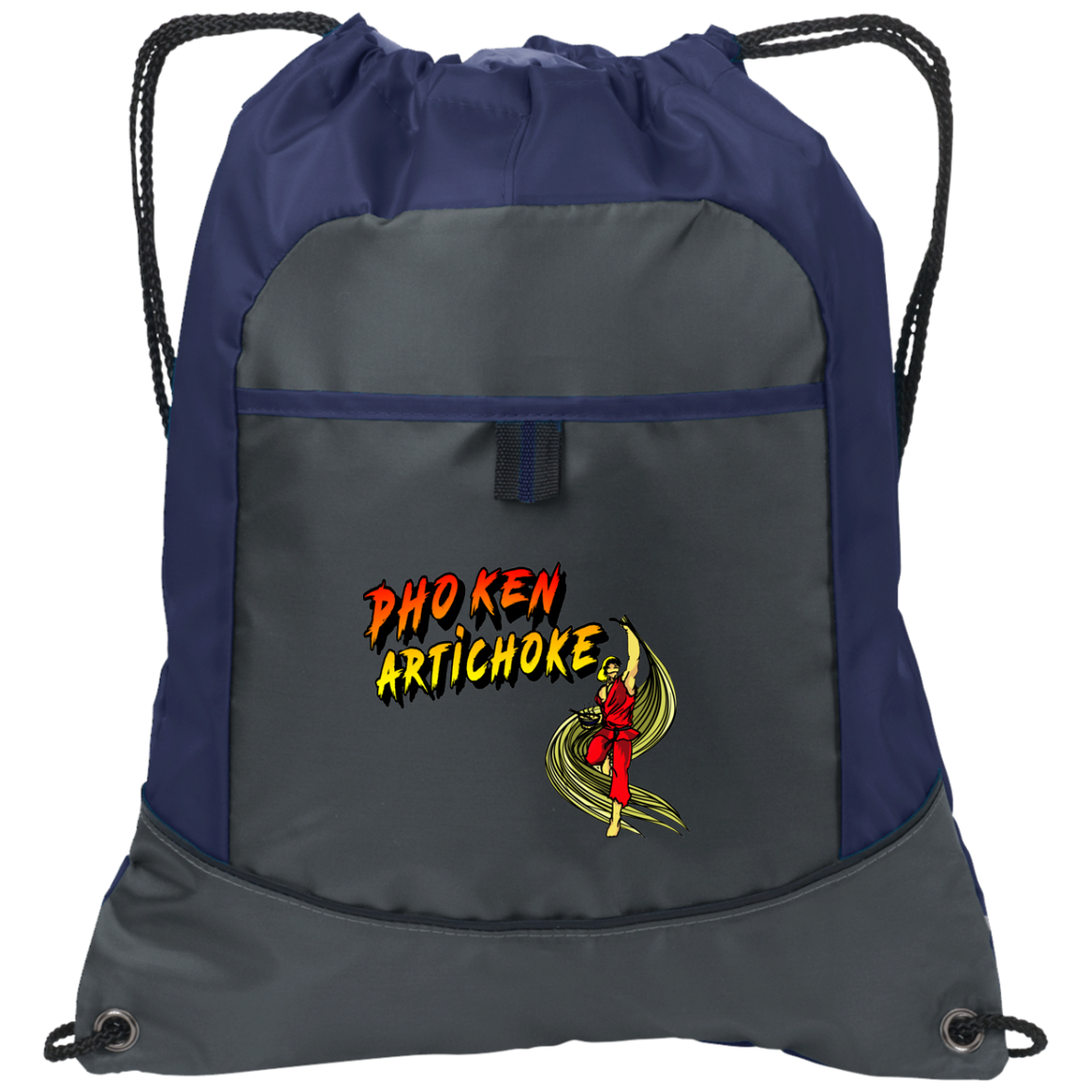 ArtichokeUSA Custom Design. Pho Ken Artichoke. Street Fighter Parody. Gaming. Pocket Cinch Pack