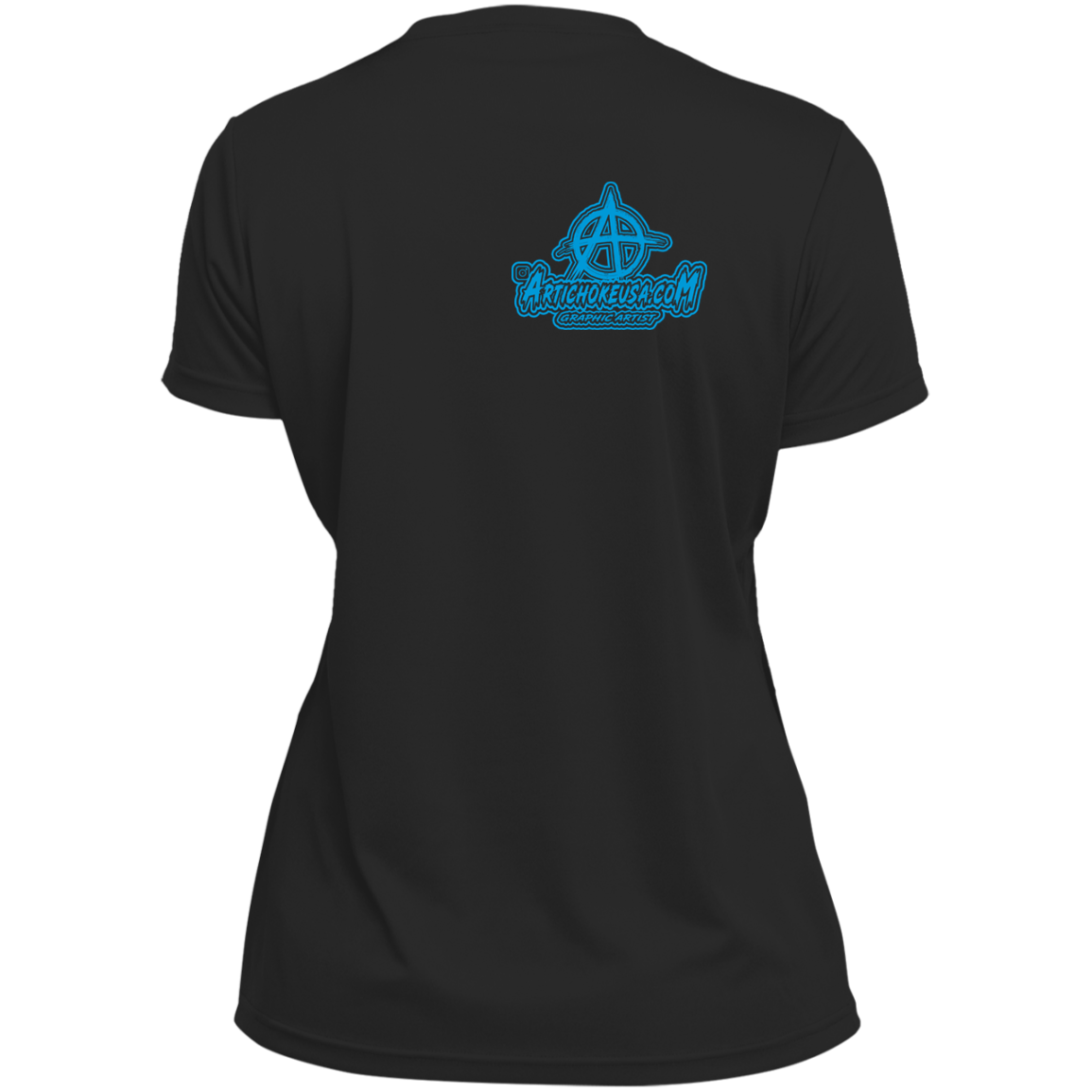 ArtichokeUSA Character and Font design. Let's Create Your Own Team Design Today. My first client Charles. Ladies’ Moisture-Wicking V-Neck Tee