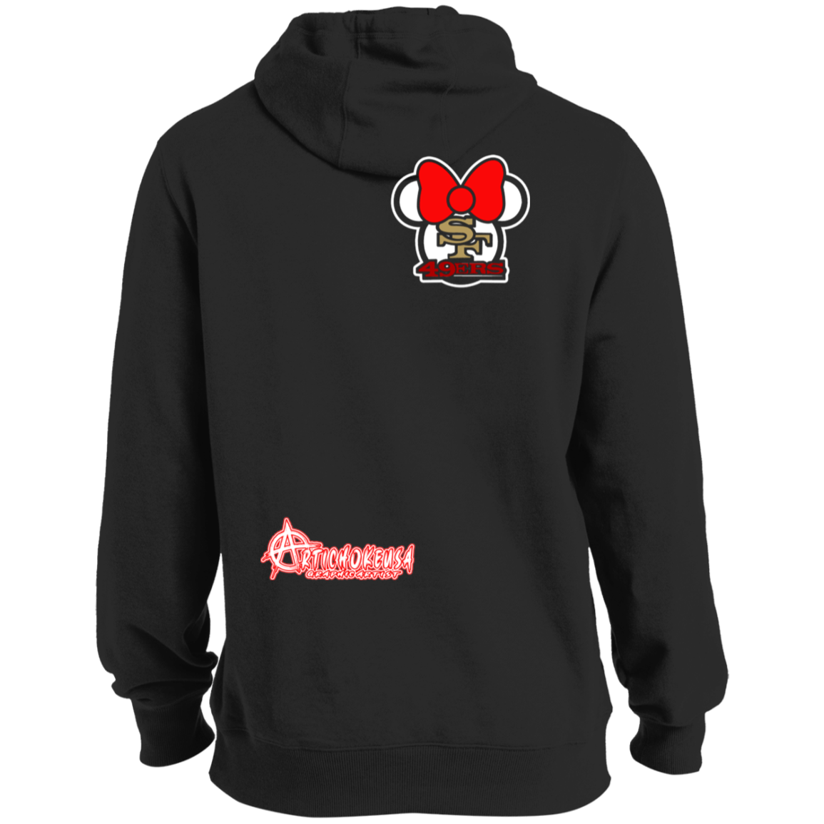 ArtichokeUSA Custom Design #51. These are a few of my favorite things. SF 49ers/Hello Kitty/Mickey Mouse Fan Art. Tall Pullover Hoodie