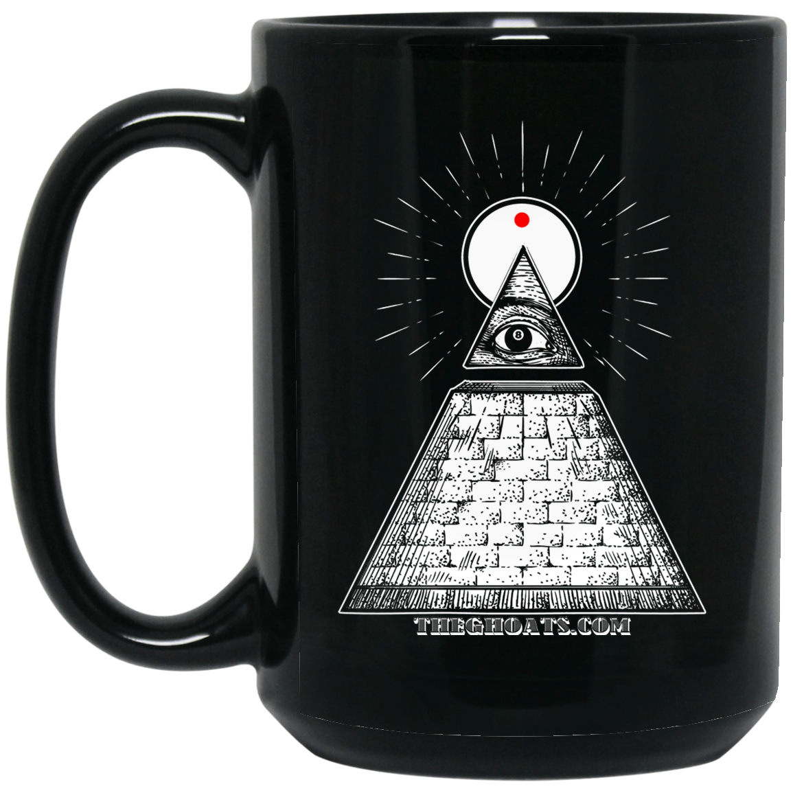 The GHOATS custom design #10. All Seeing Eye. Black Mug