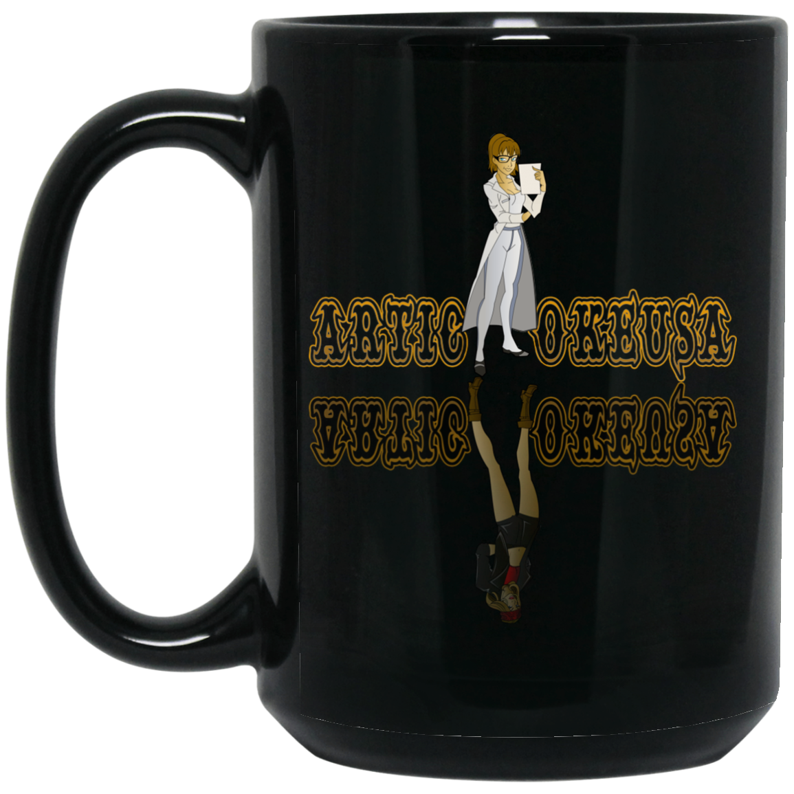 ArtichokeUSA Custom Design. Façade: (Noun) A false appearance that makes someone or something seem more pleasant or better than they really are. 15 oz. Black Mug