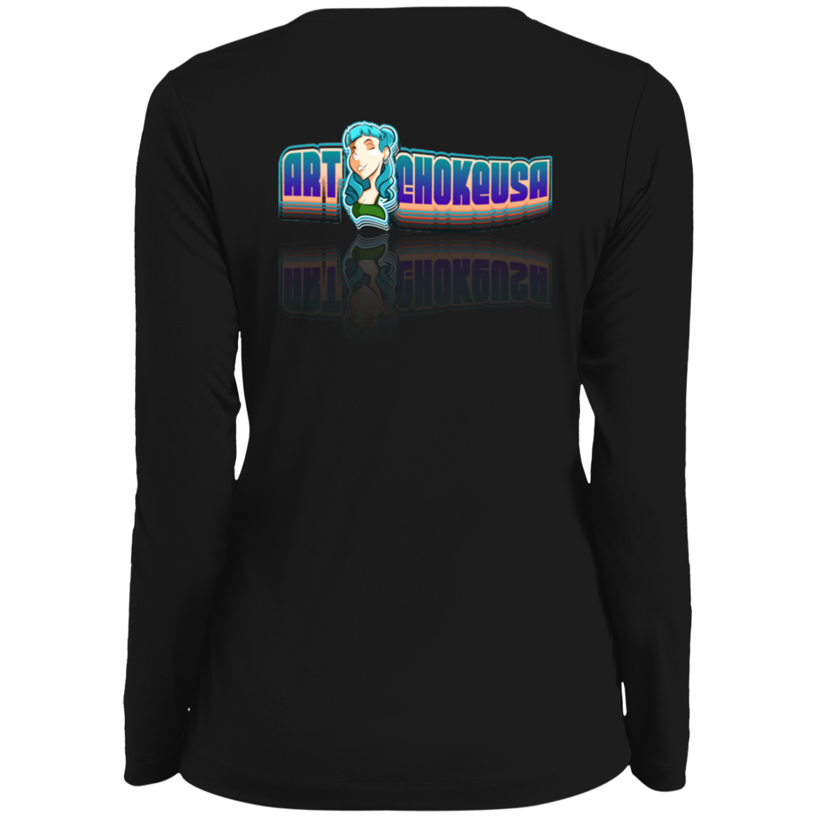 ArtichokeUSA Characters and Fonts. "Shelly" Let’s Create Your Own Design Today. Ladies' Moisture-Wicking Long Sleeve V-Neck Tee