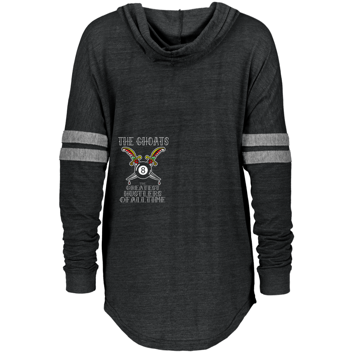 The GHOATS Custom Design #36. Stay Ready Won't Have to Get Ready. Tattoo Style. Ver. 1/2. Ladies Hooded Low Key Pullover