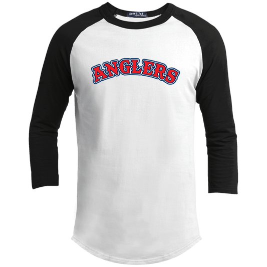 ArtichokeUSA Custom Design. Anglers. Southern California Sports Fishing. Los Angeles Angels Parody. Youth 3/4 Raglan Sleeve Shirt