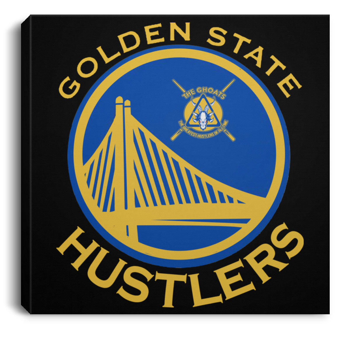 The GHOATS Custom Design. #12 GOLDEN STATE HUSTLERS. Square Canvas .75in Frame