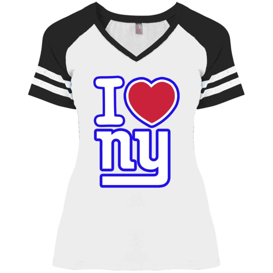 ArtichokeUSA Custom Design. I heart New York Giants. NY Giants Football Fan Art. Ladies' Game V-Neck T-Shirt