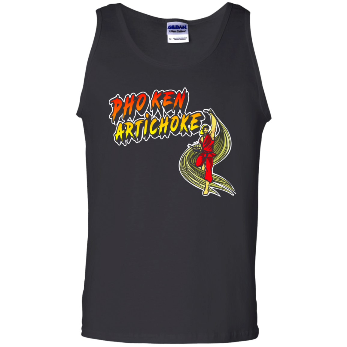 ArtichokeUSA Custom Design. Pho Ken Artichoke. Street Fighter Parody. Gaming. 100% Cotton Tank Top