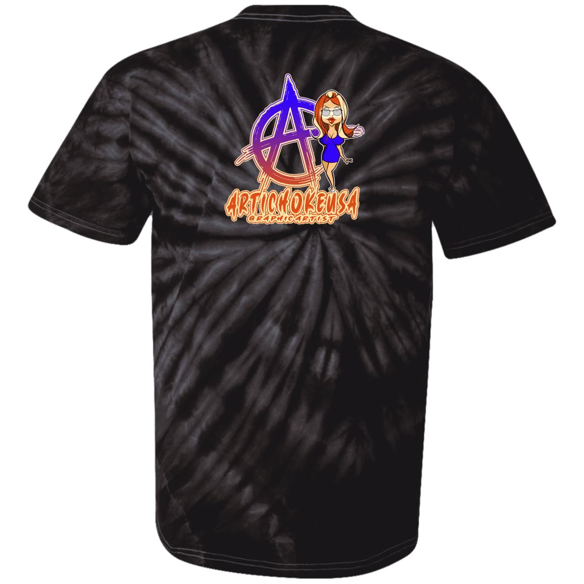 ArtichokeUSA Character and Font Design. Let’s Create Your Own Design Today. Blue Girl. Youth Tie Dye T-Shirt