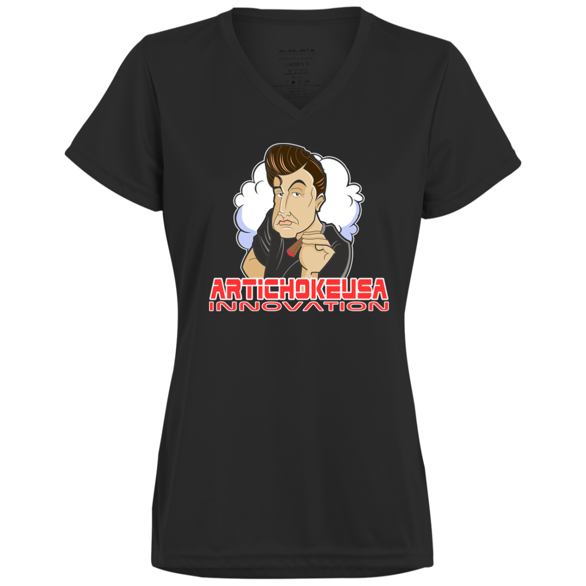 ArtichokeUSA Custom Design. Innovation. Elon Musk Parody Fan Art. Ladies’ Moisture-Wicking V-Neck Tee