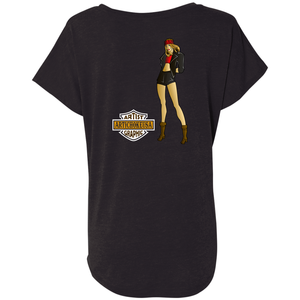 ArtichokeUSA Custom Design. Façade: (Noun) A false appearance that makes someone or something seem more pleasant or better than they really are. Ladies' Triblend Dolman Sleeve