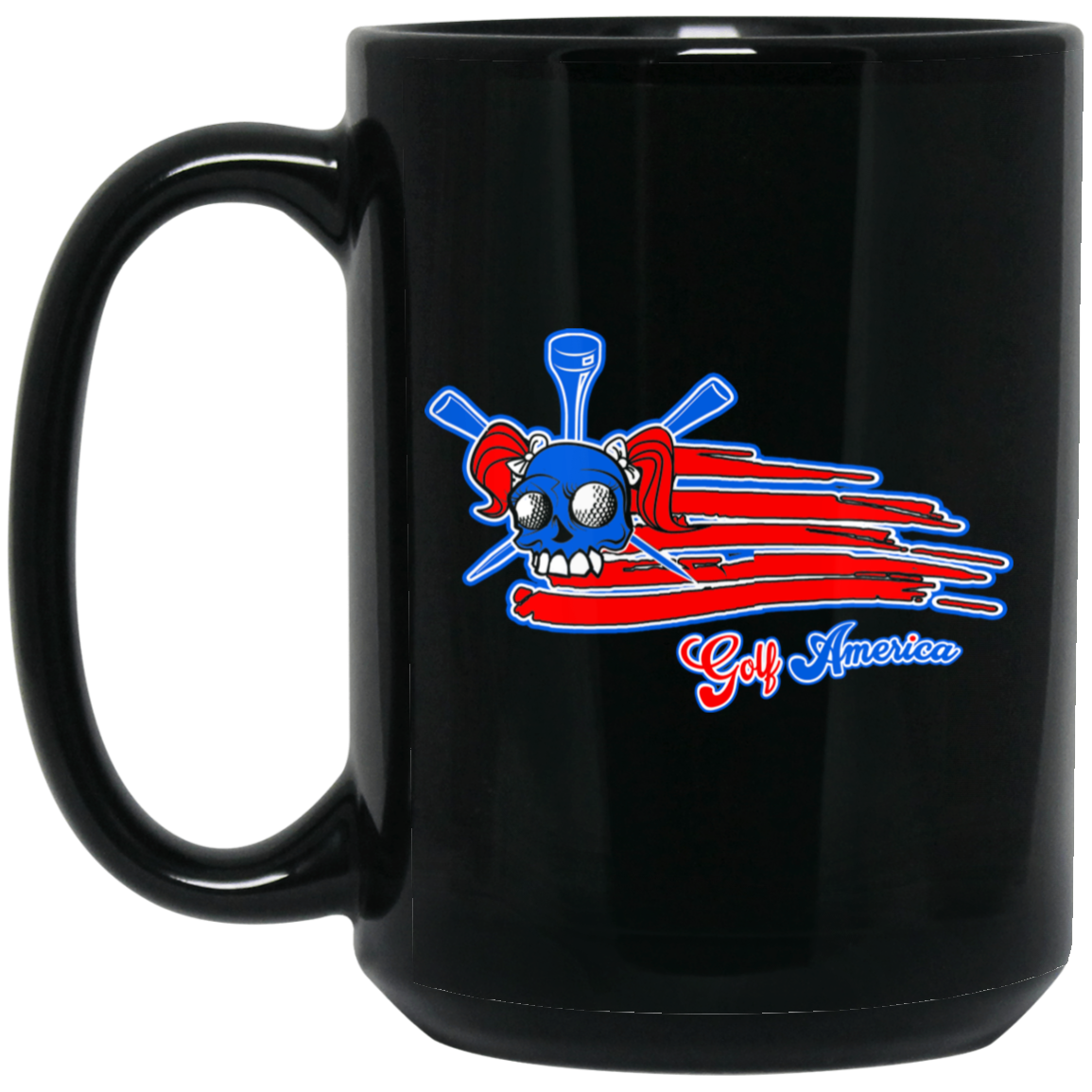 OPG Custom Design #12. Golf America. Female Edition. 15 oz. Black Mug