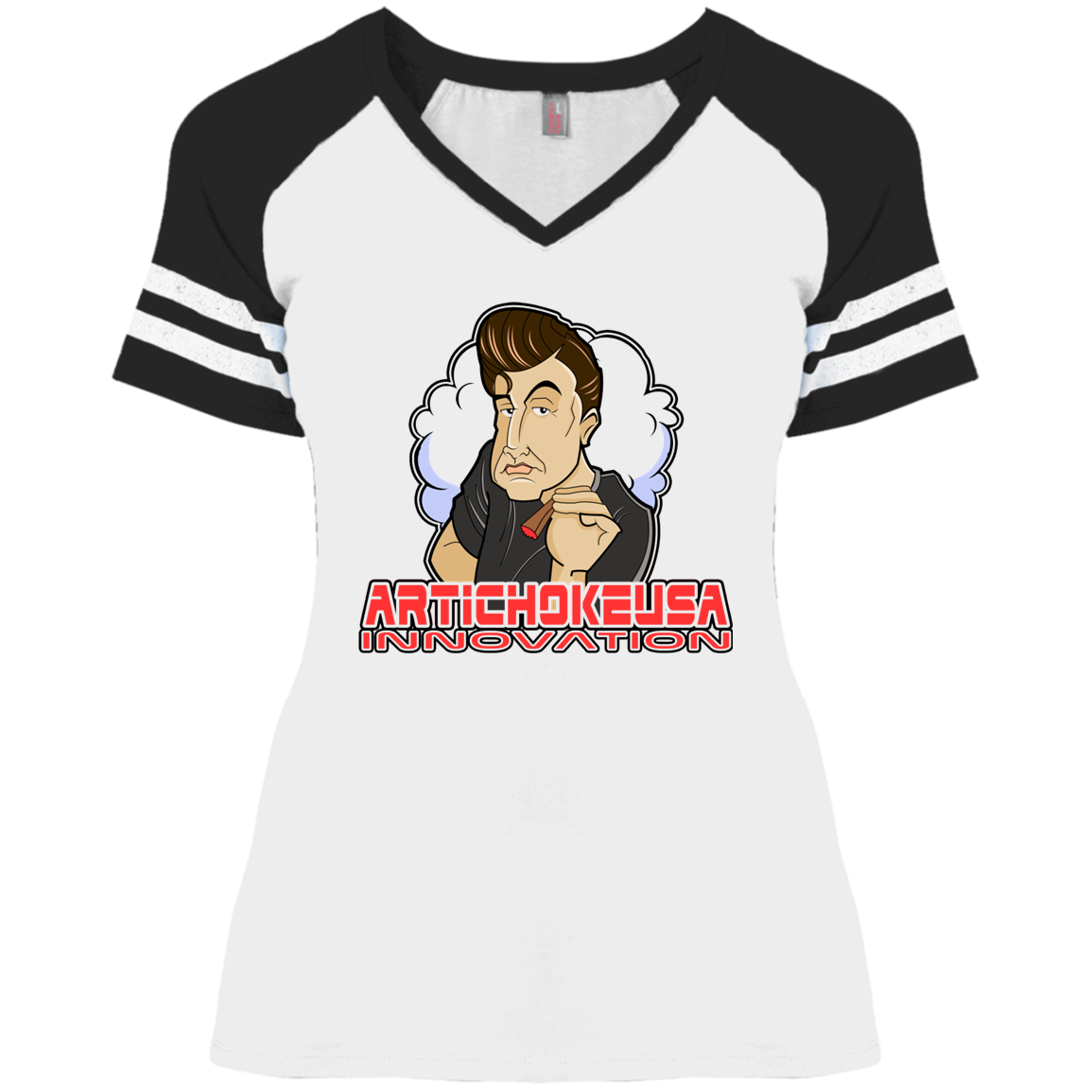 ArtichokeUSA Custom Design. Innovation. Elon Musk Parody Fan Art. Ladies' Game V-Neck T-Shirt