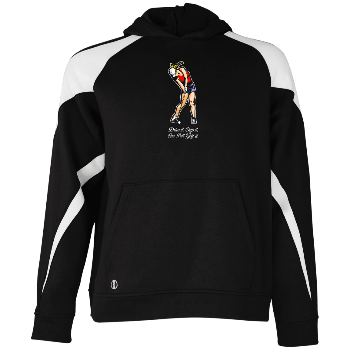 OPG Custom Design #9. Drive it. Chip it. One Putt Golf It. Golf So. Cal. Youth Athletic Colorblock Fleece Hoodie