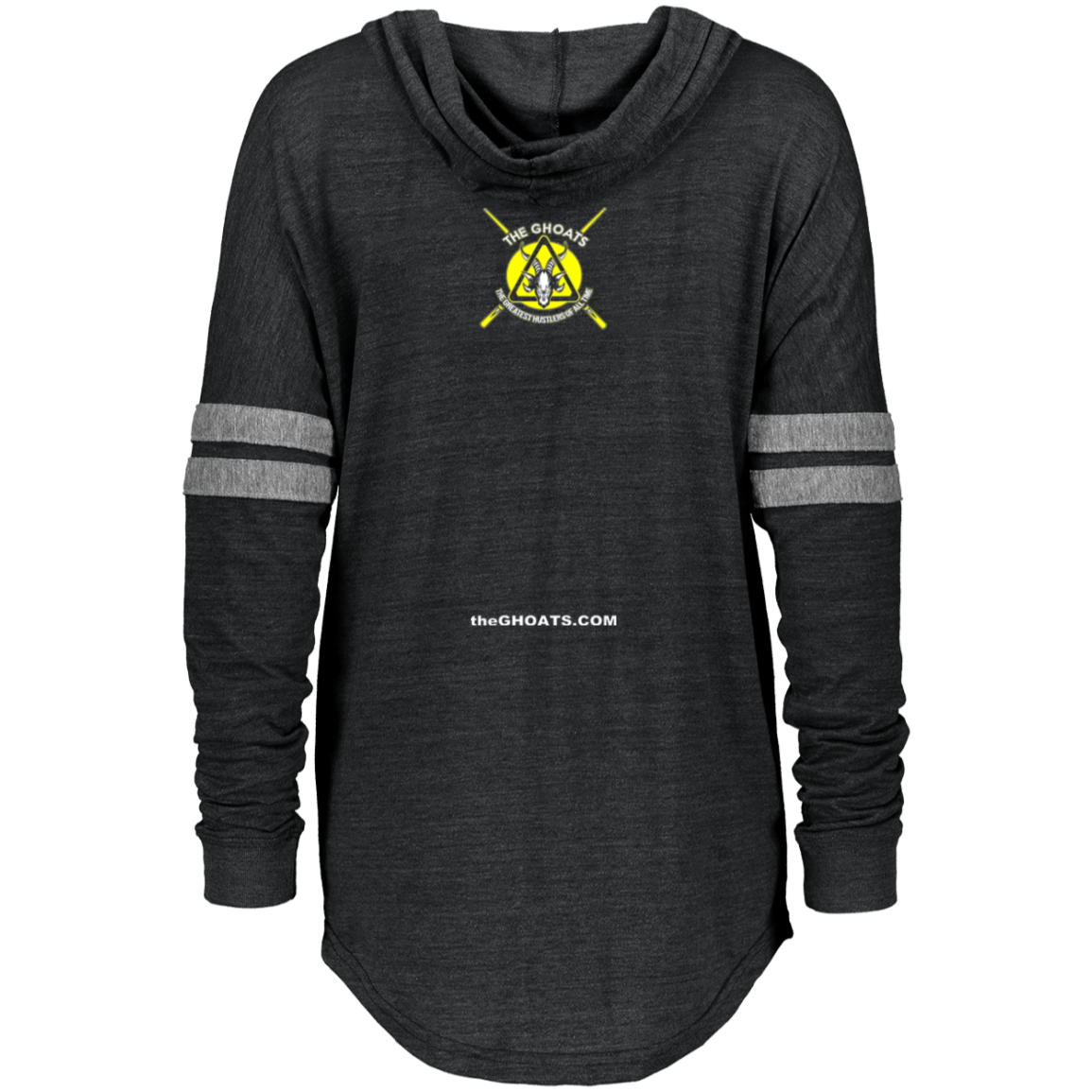 The GHOATS Custom Design #7. Rack Break Run Repeat. Ying Yang. Ladies Hooded Low Key Pullover