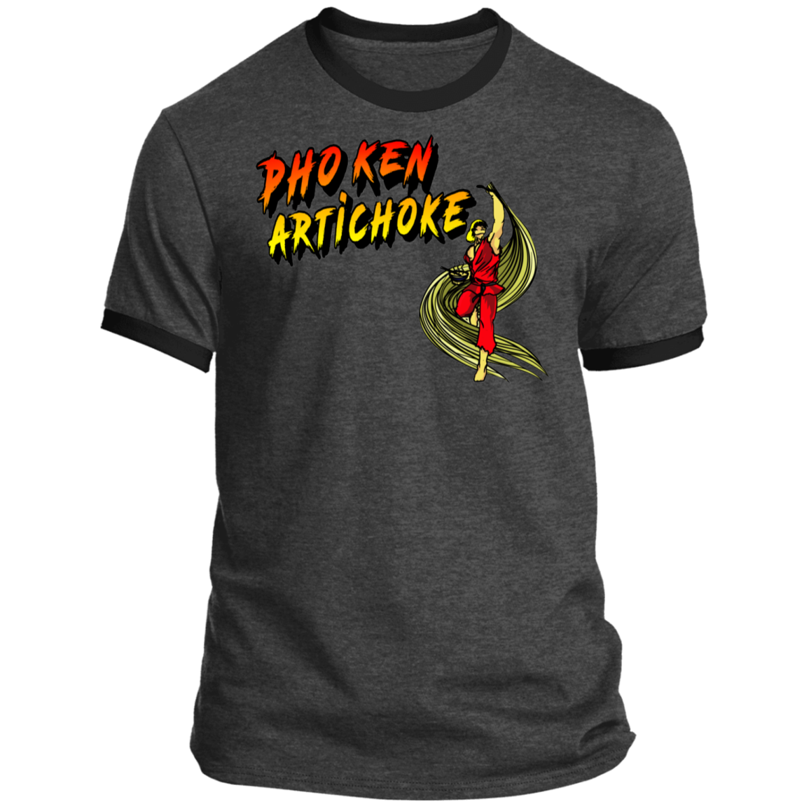 ArtichokeUSA Custom Design. Pho Ken Artichoke. Street Fighter Parody. Gaming. Ringer Tee