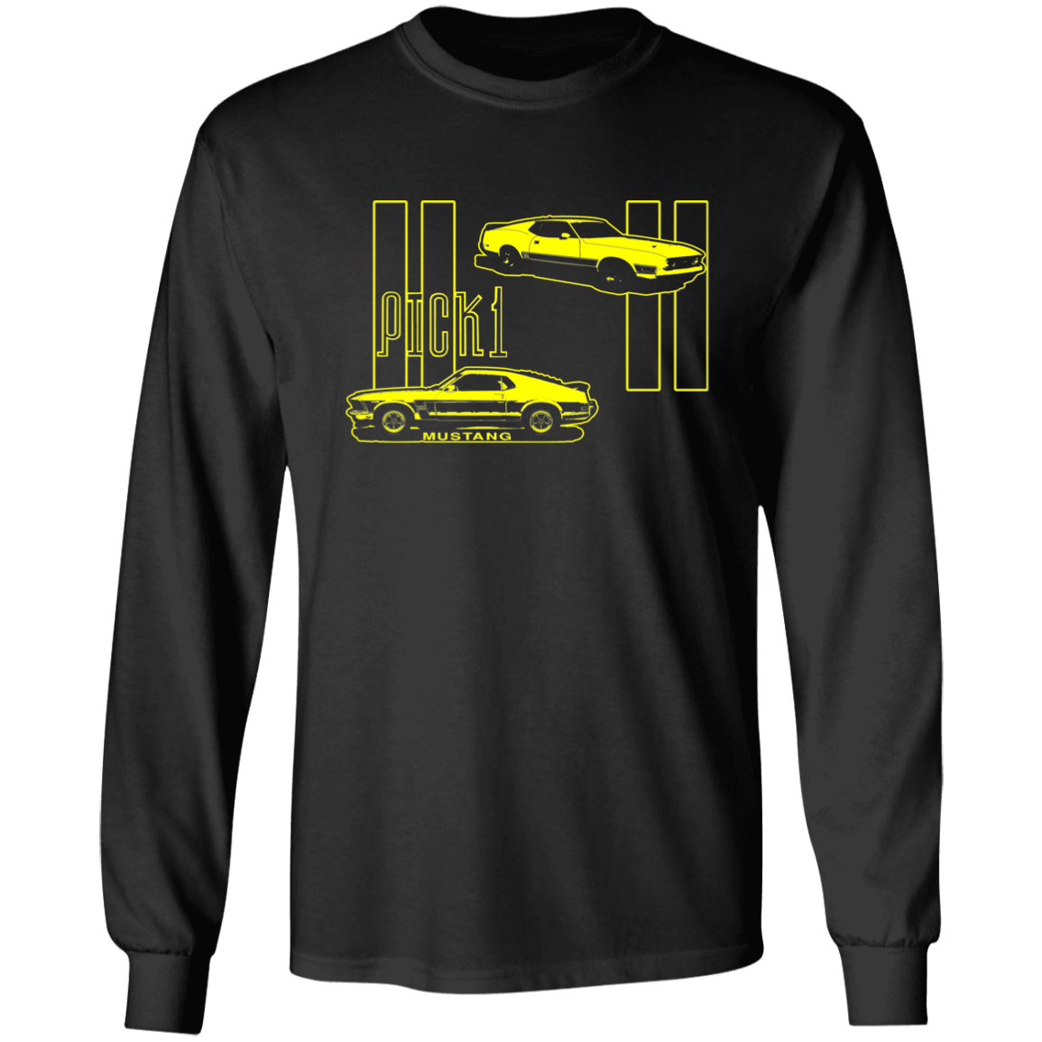 ArtichokeUSA Custom Design. Pick 1 Mustang. Mach 1 Mustang Parody. Cars. 100% Cotton Long Sleeve T-Shirt