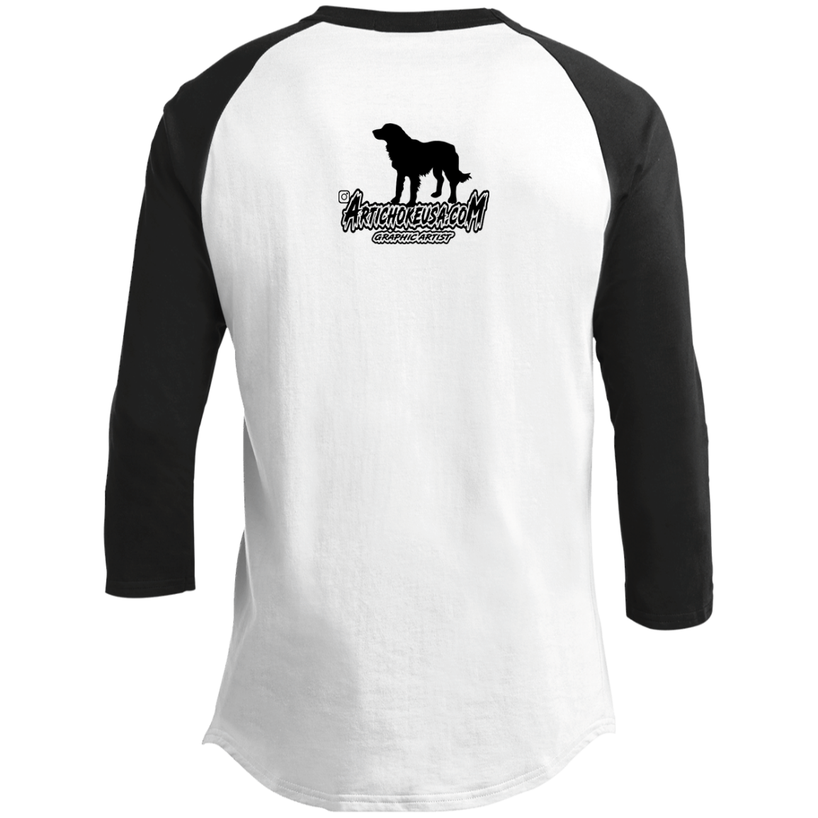 ArtichokeUSA Custom Design. Ruffing the Passer. Golden Lab Edition. Youth 3/4 Raglan Sleeve Shirt