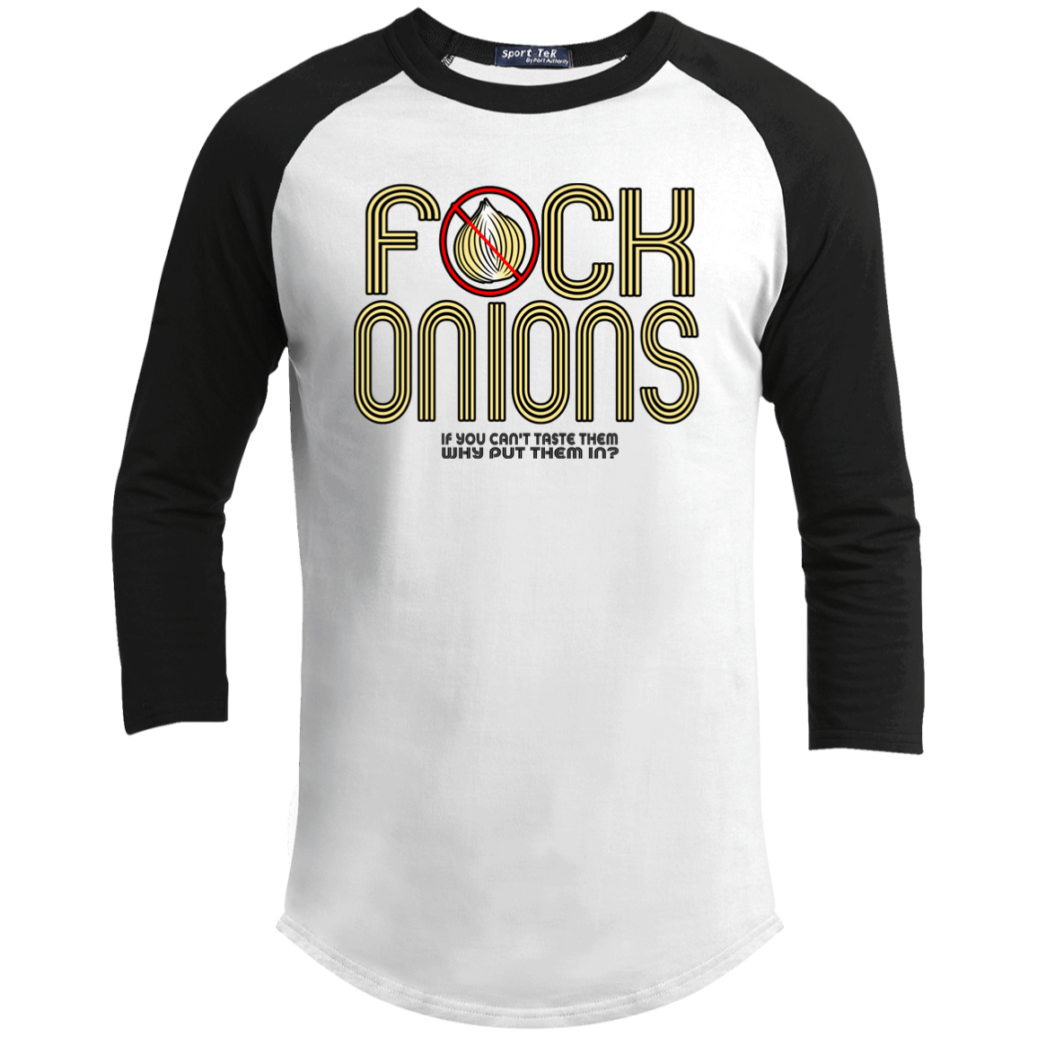 ArtichokeUSA Custom Design. Fuck Onions. Youth 3/4 Raglan Sleeve Shirt
