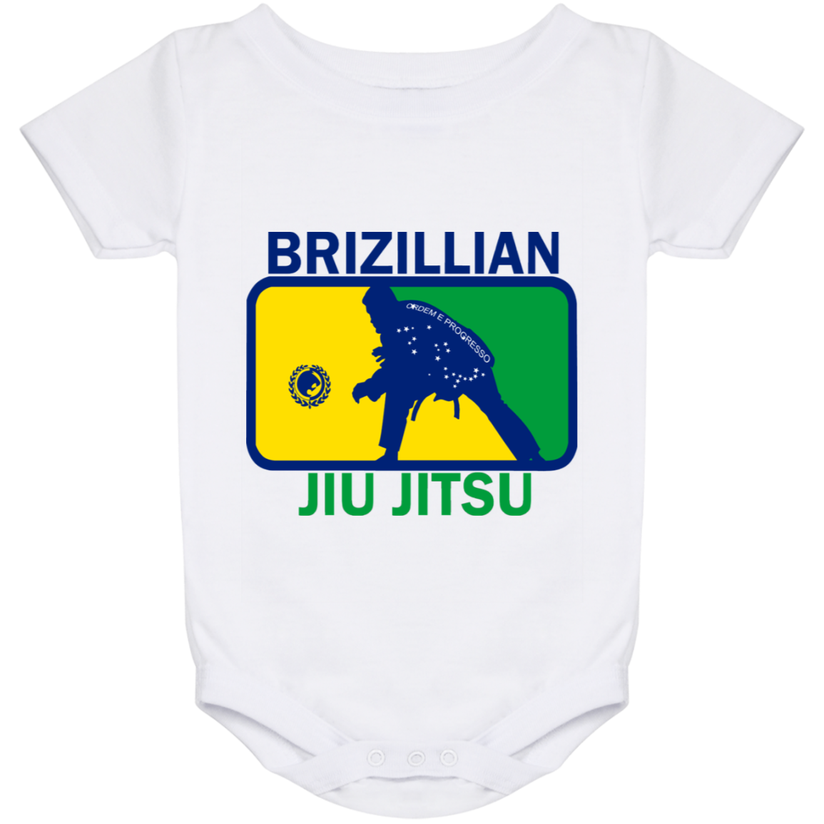 Artichoke Fight Gear Custom Design #5. BJJ MLB Brazil Flag Colors. Parody v2. Baby Onesie 24 Month
