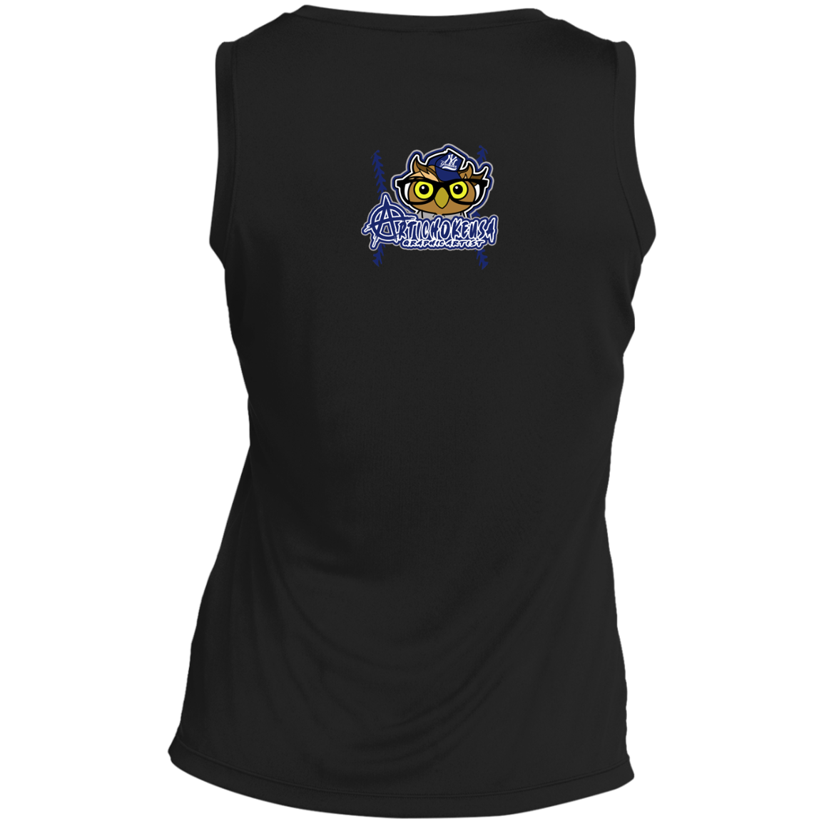 ArtichokeUSA Character and Font design. New York Owl. NY Yankees Fan Art. Let's Create Your Own Team Design Today. Ladies' Sleeveless V-Neck