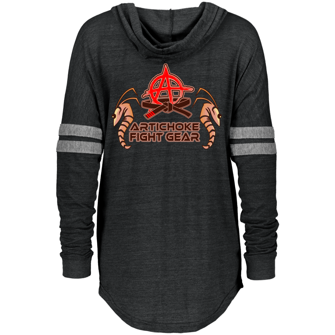 Artichoke Fight Gear Custom Design #3. Shrimpin aint easy. It's a Jiu Jitsu Thing. Ladies Low Key Hoodie