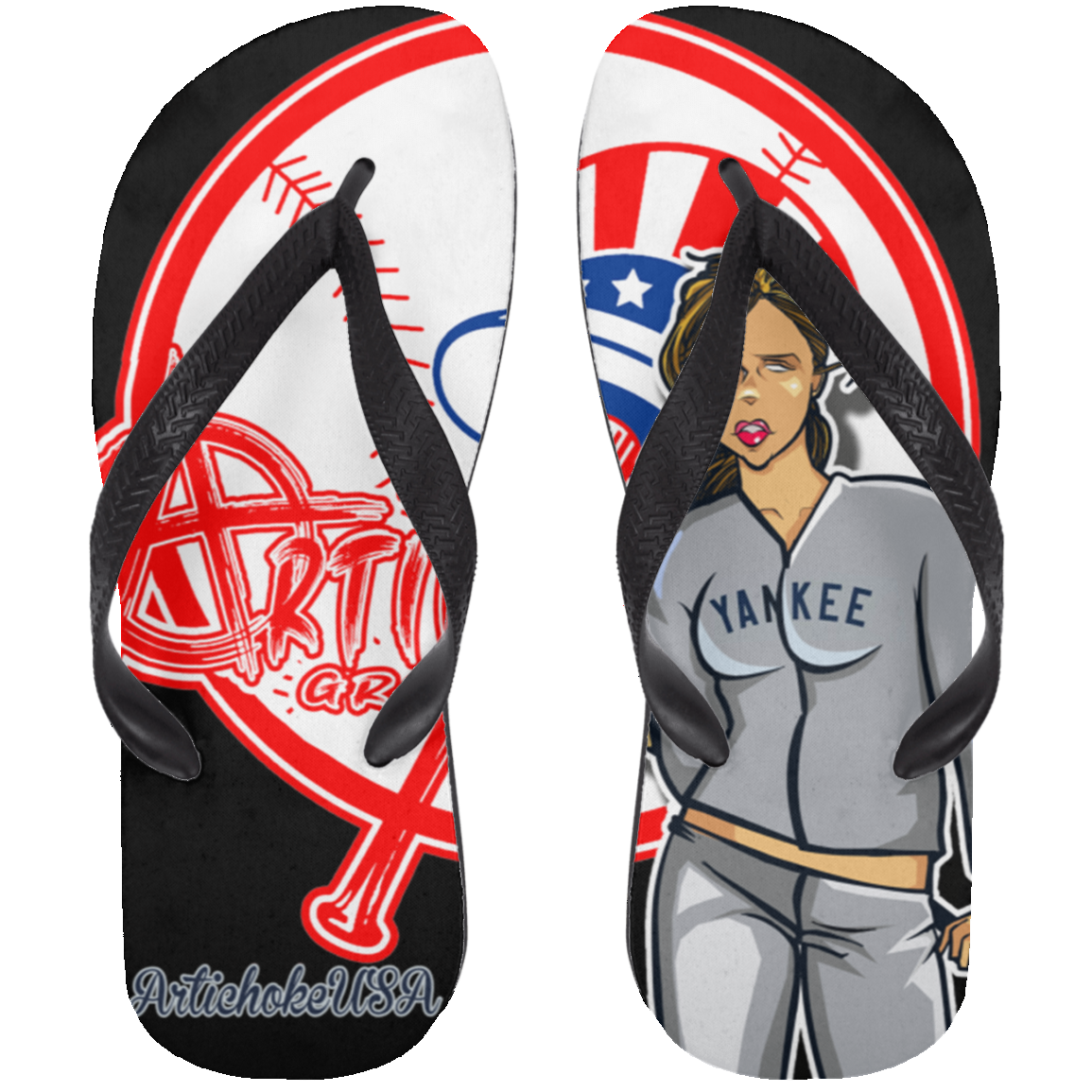 ArtichokeUSA Character and Font Design. Let’s Create Your Own Design Today. Brooklyn. Adult Flip Flops