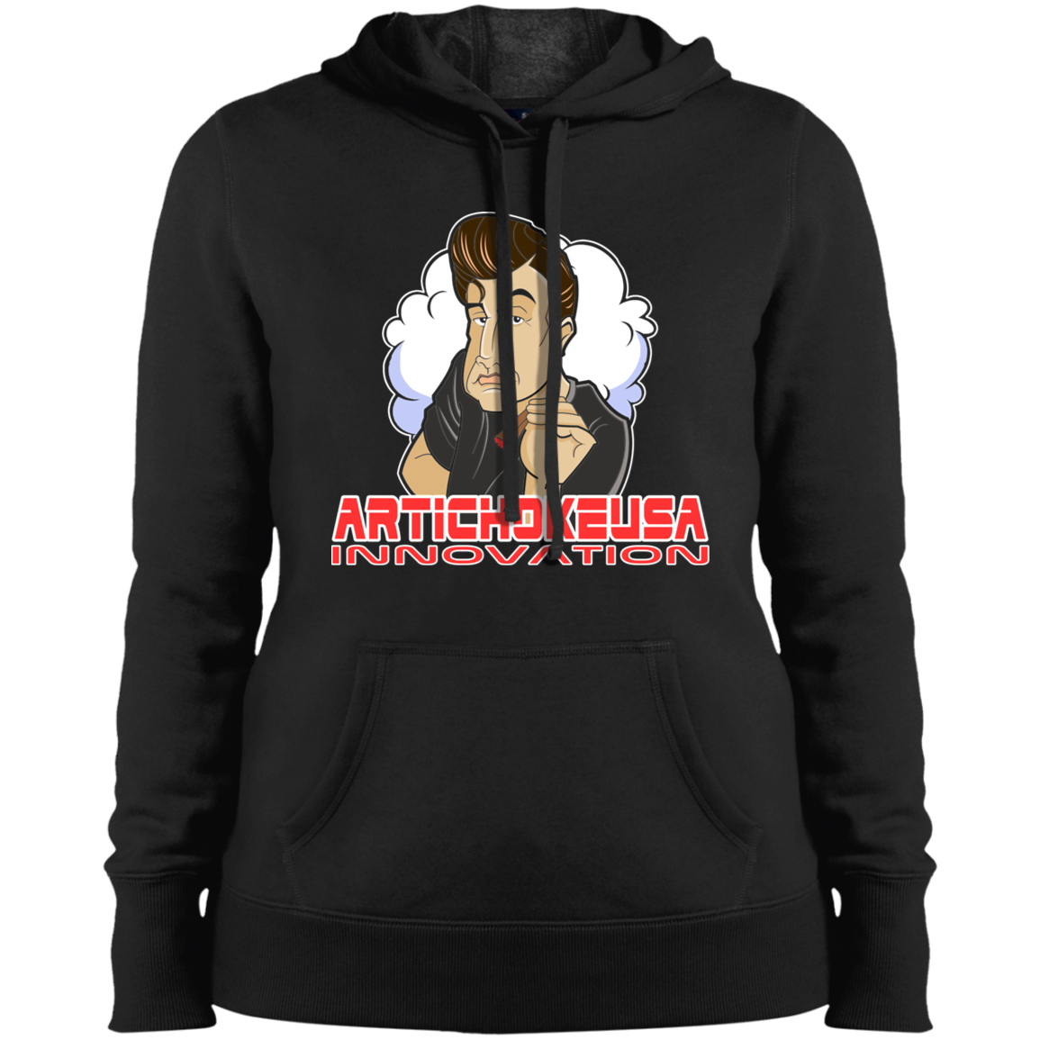 ArtichokeUSA Custom Design. Innovation. Elon Musk Parody Fan Art. Ladies' Pullover Hooded Sweatshirt