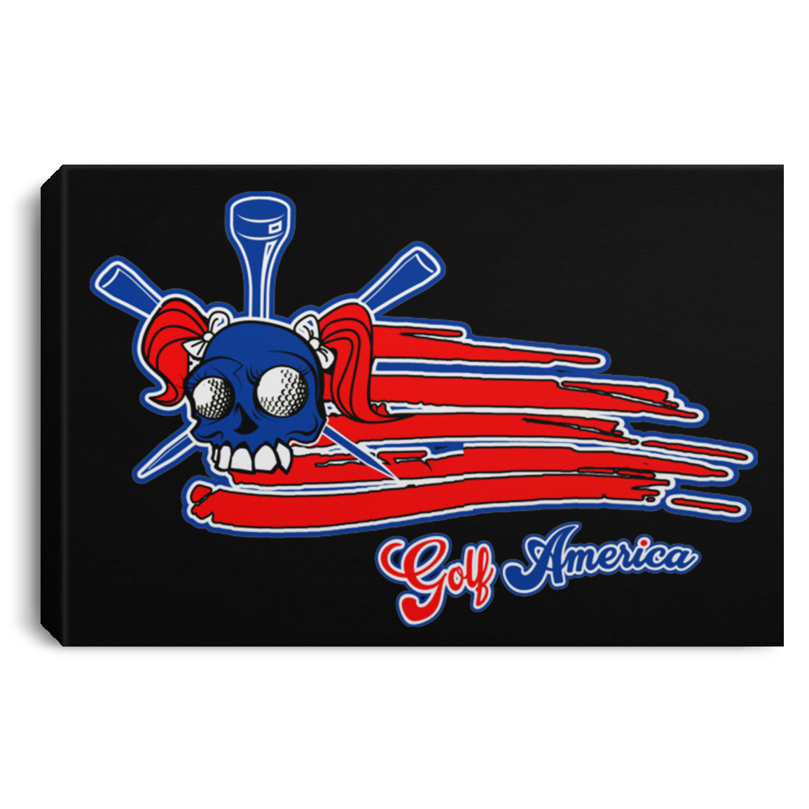 OPG Custom Design #16. Golf America. Female Skull Design. Golf. Landscape Canvas .75in Frame