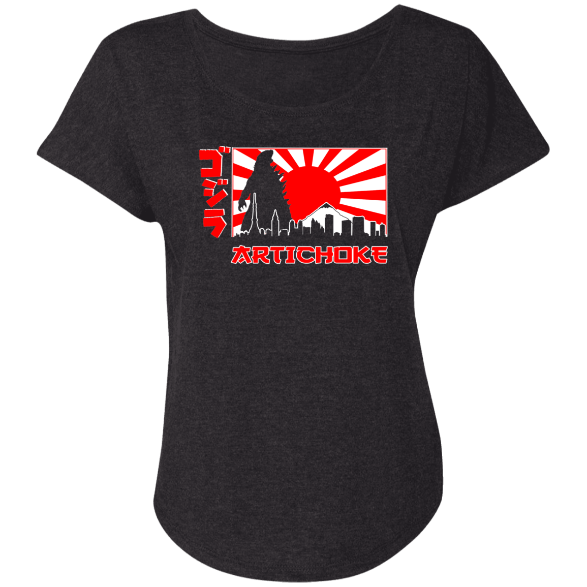ArtichokeUSA Custom Design. Fan Art Godzilla/Mecha Godzilla. Ladies' Triblend Dolman Sleeve