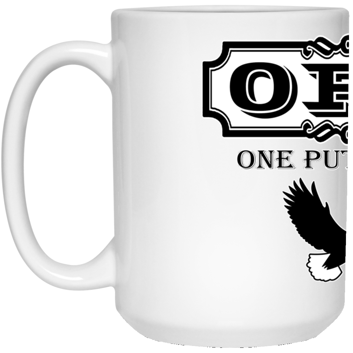 OPG Custom Design #0. OPG - One Putt Golf. Front and Back Design. 15 oz. White Mug