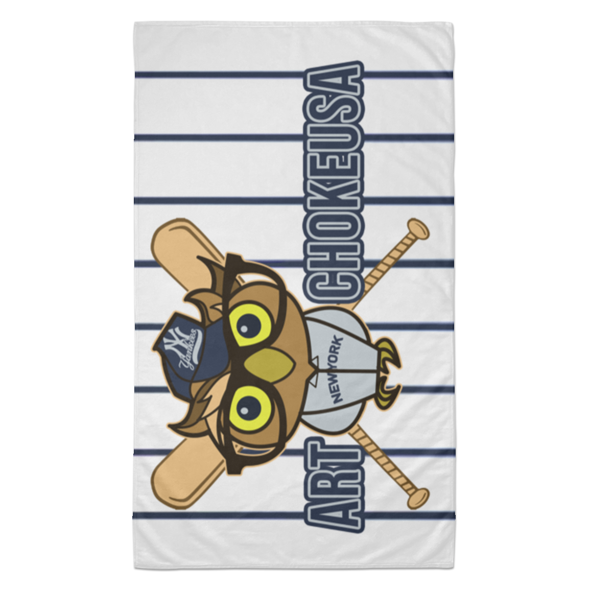 ArtichokeUSA Character and Font design. New York Owl. NY Yankees Fan Art. Let's Create Your Own Team Design Today. Towel - 35x60