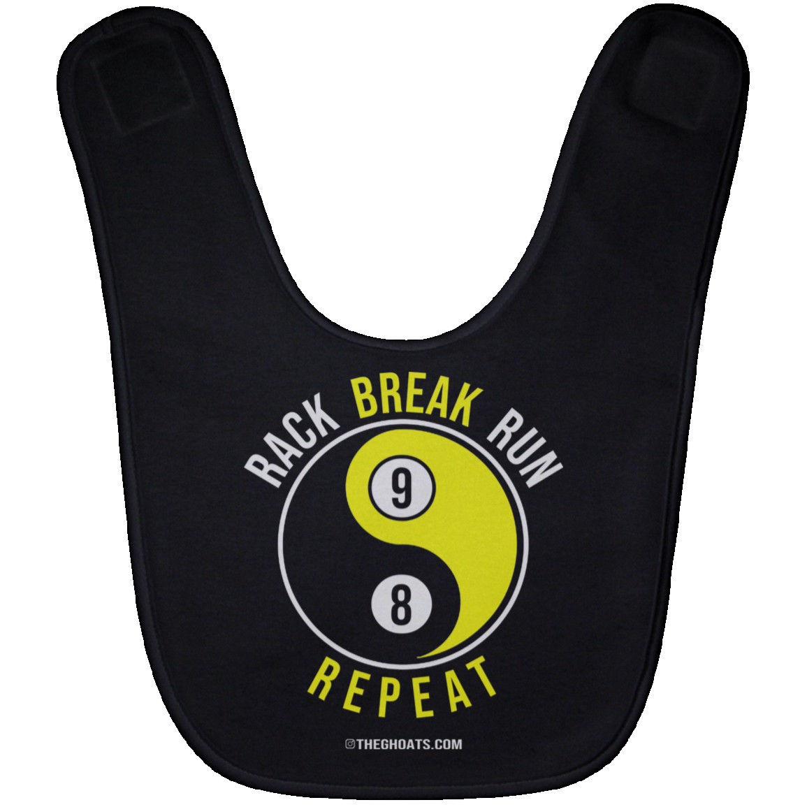 The GHOATS Custom Design #7. Rack Break Run Repeat. Ying Yang. Baby Bib